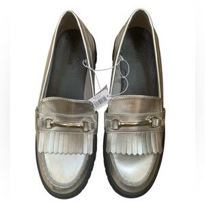 Old Navy SILVER Metallic Lug Sole Loafers Fringe Horsebit Size 10 NWT